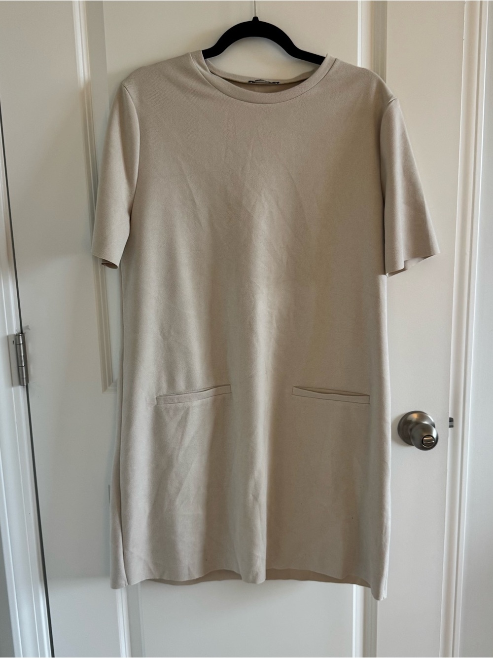 Zara Cream Short-Sleeve Shift Dress